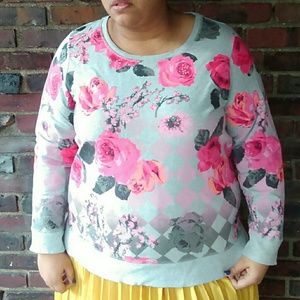 Style & Co. Rose Graphic Sweatshirt Size 1X
